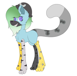 Size: 1518x1486 | Tagged: safe, artist:chazmazda, oc, oc only, hybrid, pony, art, beanie, cartoon, chest fluff, commission, commissions open, digital art, fullbody, grin, hat, horn, muzzle, paws, simple background, smiling, solo, tail, white background, wings