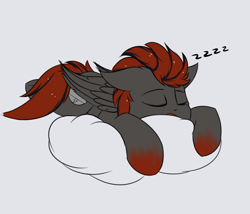 Size: 3500x3000 | Tagged: safe, artist:snowstormbat, oc, oc:blitz moon, pegasus, pony, male, pillow, simple background, sketch, sleeping, solo, stallion