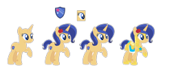 Size: 1618x682 | Tagged: safe, artist:themisslittledevil, oc, oc:star shield, pony, unicorn, armor, bald, base used, female, mare, simple background, solo, transparent background