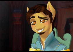 Size: 1000x706 | Tagged: safe, artist:kikuri-tan, pony, disney, flynn rider, ponified, tangled (disney)