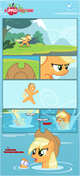 Size: 1919x4225 | Tagged: safe, artist:estories, applejack, earth pony, pony, comic:a(pple)ffection, bracelet, comic, diving, jewelry, solo, vector, water, wet mane