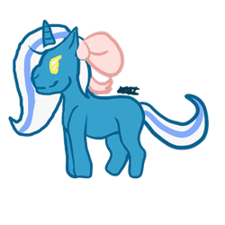 Size: 400x400 | Tagged: safe, artist:mori-world, oc, oc only, oc:fleurbelle, alicorn, adorabelle, alicorn oc, bow, chibi, cute, female, golden eyes, hair bow, long mane, mare, ribbon