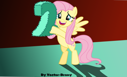 Size: 5225x3162 | Tagged: safe, artist:vector-brony, fluttershy, pegasus, pony, 2, bbc, bbc 2 ident, bbc two, bipedal, cute, fluffy, happy, holding, ident, in awe, shyabetes, watermark, wings