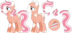 Size: 5760x2636 | Tagged: safe, artist:sh3llysh00, oc, oc:strawberry cake, pegasus, pony, bald, magical lesbian spawn, male, offspring, parent:fluttershy, parent:pinkie pie, parents:flutterpie, reference sheet, solo, stallion