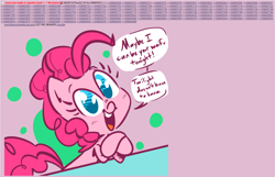 Size: 1323x852 | Tagged: safe, artist:tess, edit, pinkie pie, earth pony, pony, /a/, 2012, 4chan, artifact, dialogue, female, implied twilight sparkle, mare, moot, waifu