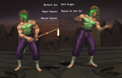 Size: 1038x663 | Tagged: safe, spike, human, axe, evil spike, humanized, kreate-a-fighter, mortal kombat, mortal kombat armageddon, muscles, older, older spike, video game, weapon