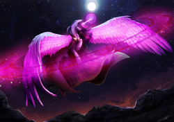 Size: 5400x3800 | Tagged: safe, artist:yummiestseven65, twilight sparkle, twilight sparkle (alicorn), alicorn, pony, eyes closed, female, large wings, magic, magic circle, majestic, solo, wings