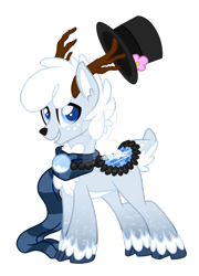 Size: 900x1253 | Tagged: safe, artist:crystal-tranquility, deer pony, original species, pond pony, pony, frosty the snowman, hat, male, ponified, simple background, solo, top hat, transparent background