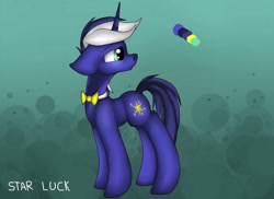 Size: 2048x1489 | Tagged: artist needed, safe, oc, oc only, oc:star luck, pony, unicorn, looking back, simple background, standing