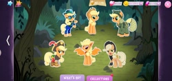 Size: 2280x1080 | Tagged: safe, derpibooru import, applejack, mean applejack, bat pony, pony, the mean 6, alternate timeline, applebat, applecalypsejack, bat ponified, clone, collection, crystal war timeline, gameloft, gameloft shenanigans, gem, jackletree, multeity, pirate applejack, race swap, screenshots, self ponidox