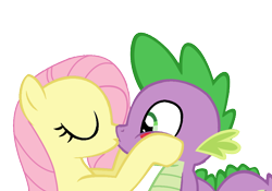 Size: 1000x700 | Tagged: safe, fluttershy, spike, dragon, pegasus, pony, female, flutterspike, kissing, male, shipping, straight