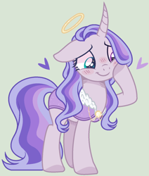 Size: 1106x1304 | Tagged: safe, artist:nocturnal-moonlight, oc, pony, unicorn, base used, cloak, clothes, female, halo, magical lesbian spawn, mare, offspring, parent:princess cadance, parent:princess luna, parents:lundance, simple background, solo