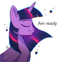 Size: 1151x1100 | Tagged: safe, artist:pinweena30, twilight sparkle, twilight sparkle (alicorn), alicorn, pony, chromatic aberration, eyes closed, female, happy, horn, simple background, smiling, solo, wings