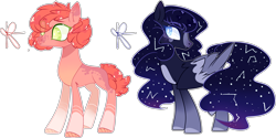 Size: 4810x2412 | Tagged: safe, artist:jxst-alexa, oc, oc only, pegasus, pony, duo, ethereal mane, female, mare, offspring, parent:applejack, parent:king sombra, parent:pharynx, parent:princess luna, parents:lumbra, simple background, starry mane, transparent background