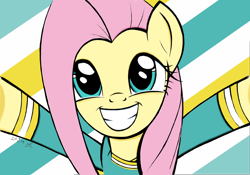 Size: 1920x1341 | Tagged: safe, artist:fladdrarblyg, fluttershy, pegasus, pony, filli vanilli, abstract background, smiling, solo