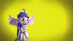 Size: 3840x2160 | Tagged: safe, artist:syndar, twilight sparkle, twilight sparkle (alicorn), alicorn, 3d, big crown thingy, clothes, coronation dress, dress, element of magic, jewelry, regalia, source filmmaker