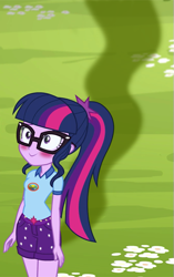 Size: 377x600 | Tagged: safe, artist:thedarkpony, edit, edited screencap, screencap, sci-twi, twilight sparkle, equestria girls, legend of everfree, blushing, clothes, cropped, fart, fart edit, female, shorts, smelly, twilight fartle, visible stench