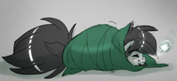 Size: 704x325 | Tagged: safe, artist:venaris, oc, oc:gamer, pony, blanket, blanket burrito, snug