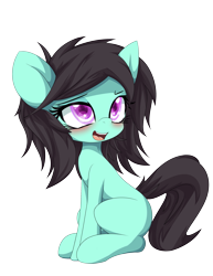 Size: 2125x2750 | Tagged: safe, artist:an-m, oc, oc only, oc:dakara, earth pony, pony, blushing, female, mare, open mouth, simple background, sitting, solo, transparent background