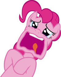 Size: 10000x12611 | Tagged: safe, artist:utterlyludicrous, derpibooru import, pinkie pie, earth pony, pony, too many pinkie pies, .psd available, on back, simple background, solo, transparent background, volumetric mouth