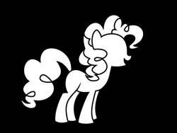 Size: 800x600 | Tagged: safe, artist:baka-neku, derpibooru import, pinkie pie, earth pony, pony, black and white, grayscale, monochrome, solo, stencil