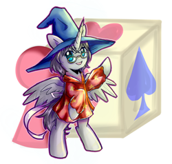 Size: 3601x3421 | Tagged: safe, artist:nika191319, oc, oc only, alicorn, pony, semi-anthro, alicorn oc, crossover, glasses, hat, male, ponified, przygody reksia, spielmauster, wizard hat