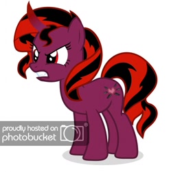 Size: 1021x1024 | Tagged: safe, artist:bluebastard, oc, oc:raspberry beryl, pony, unicorn, fanfic:a hairier problem: rise of the furball, angry, dark, dark magic, magic, obtrusive watermark, photobucket, seven days in sunny june, teeth, watermark