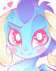 Size: 3218x4096 | Tagged: safe, artist:hungrysohma, princess ember, dragon, blushing, bust, cute, dragoness, emberbetes, female, heart, looking at you, portrait, smiling, solo