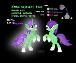 Size: 6000x5000 | Tagged: safe, artist:bigrodeo, oc, oc only, oc:crescent star, crystal pony, pony, unicorn, crystal unicorn, glasses, gradient background, male, rearing, reference sheet, solo, stallion