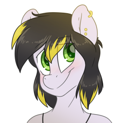 Size: 2200x2200 | Tagged: safe, artist:fluffyxai, oc, oc only, anthro, accessories, blushing, jewelry, male, smiling, stallion