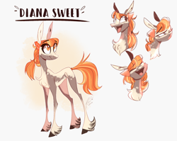 Size: 1542x1227 | Tagged: safe, artist:iheyyasyfox, oc, oc:diana sweet, earth pony, pony, female, mare, reference sheet, solo