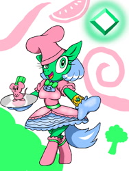 Size: 960x1280 | Tagged: safe, artist:dashingjack, oc, oc:northern haste, anthro, mouse, unguligrade anthro, anime, bowtie, chef's hat, clothes, crossdressing, femboy, hat, magical girl outfit, male, mittens, socks, wig