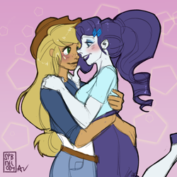 Size: 1080x1080 | Tagged: safe, artist:spbmelody, applejack, rarity, equestria girls, cute, female, jackabetes, lesbian, raribetes, rarijack, shipping