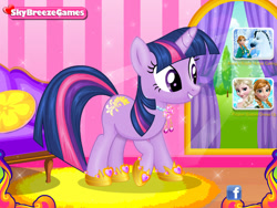 Size: 800x600 | Tagged: source needed, safe, editor:undeadponysoldier, twilight sparkle, pony, anna, elsa, facebook, flash game, frozen (movie), skybreezegames.com