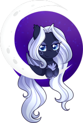 Size: 1540x2261 | Tagged: safe, artist:xwhitedreamsx, oc, oc only, bat pony, pony, chest fluff, ear tufts, female, looking at you, mare, moon, simple background, solo, tangible heavenly object, transparent background, unshorn fetlocks, ych result