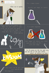Size: 2562x3844 | Tagged: safe, artist:phoenixswift, oc, oc:fuselight, pegasus, pony, ask, ask fuselight, bottle, chalkboard, clothes, explosion, female, lab coat, mare, rule 63, solo, tumblr, wing hands, wings