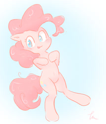 Size: 911x1066 | Tagged: safe, artist:fmsk_ii, derpibooru import, pinkie pie, earth pony, pony, bipedal, cute, diapinkes, female, mare, no nose, pixiv, solo