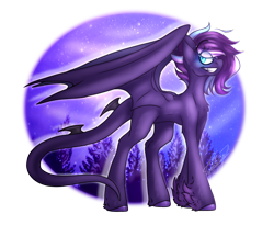 Size: 1308x1070 | Tagged: safe, artist:ggchristian, oc, oc:night shade, dracony, hybrid, pony, butt wings, female, mare, solo, wings