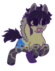 Size: 210x270 | Tagged: safe, artist:guidomista, artist:miiistaaa, artist:nijimillions, pegasus, pony, anime, chibi, coat markings, crossover, cute, excited, happy, hooves to the chest, jojo's bizarre adventure, male, narancia ghirga, open mouth, plane, ponified, raised hooves, simple background, smiling, solo, splotches, spots, spotted, stallion, transparent background, vento aureo, wings