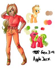 Size: 4048x5100 | Tagged: safe, artist:flyinggopher45686, derpibooru import, applejack, applejack (g3), human, g3, fusion, humanized