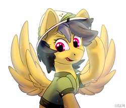 Size: 3500x3000 | Tagged: safe, artist:lilclim, daring do, pegasus, pony, clothes, female, hat, mare, open mouth, pith helmet, shirt, simple background, solo, spread wings, white background, wings