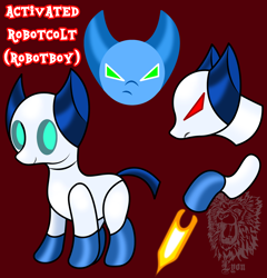 Size: 2912x3038 | Tagged: safe, artist:thebig-chillqueen, artist:thebigchillqueen, pony, robot, crossover, high res, ponified, red eyes, robotboy, solo