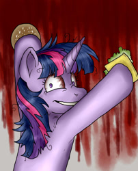 Size: 729x903 | Tagged: safe, artist:not-ordinary-pony, derpibooru exclusive, twilight sparkle, pony, food, ketchup, misleading thumbnail, not blood, not what it looks like, sauce, solo, twilight snapple