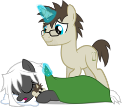 Size: 1686x1477 | Tagged: safe, artist:zacatron94, oc, oc only, oc:blank novel, oc:captain white, pegasus, pony, unicorn, blanket, female, magic, male, mare, oc x oc, plushie, shipping, simple background, sleeping, stallion, transparent background, vector, whitenovel