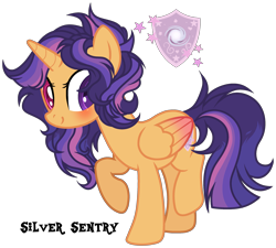 Size: 2781x2503 | Tagged: safe, artist:sweet-psycho-uwu, oc, oc only, oc:silver sentry, alicorn, pony, alicorn oc, base used, blushing, female, heterochromia, mare, offspring, parent:flash sentry, parent:twilight sparkle, parents:flashlight, simple background, solo, transparent background