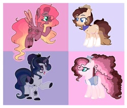 Size: 1280x1089 | Tagged: safe, artist:brownie-adopts, oc, oc only, alicorn, earth pony, pegasus, pony, alicorn oc, base used, big mane, big tail, body freckles, clothes, cowboy hat, crown, female, freckles, hat, jewelry, lidded eyes, mare, neckerchief, offspring, parent:applejack, parent:big macintosh, parent:caramel, parent:cheese sandwich, parent:flash sentry, parent:fluttershy, parent:pinkie pie, parent:twilight sparkle, parents:carajack, parents:cheesepie, parents:flashlight, parents:fluttermac, poofy mane, regalia, shirt, simple background, watermark, wing freckles