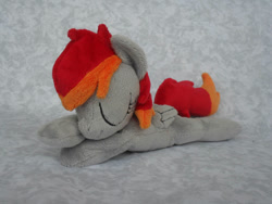 Size: 1032x774 | Tagged: safe, artist:bluedragonflyplush, oc, oc:arian blaze, pegasus, pony, commission, eyes closed, irl, photo, plushie, sleeping