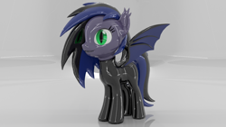 Size: 1920x1080 | Tagged: safe, artist:kurotheneko, oc, oc:kuro, bat pony, pony, 3d, latex, latex suit, shiny, wings