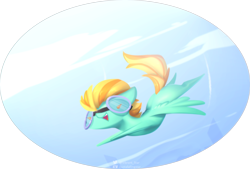 Size: 2549x1724 | Tagged: safe, artist:justafallingstar, lightning dust, pegasus, pony, chibi, flying, goggles, solo