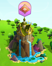 Size: 448x566 | Tagged: safe, pony, gameloft, limited-time story, pavillion, the anonymous campsite, waterfall